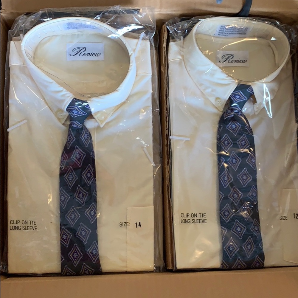 Boys Long Sleeve Polo Shirt and Tie-Sizes 4-12